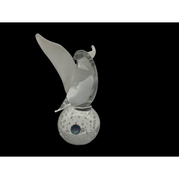 I W Rice and Company Solid Clear Art Glass Dove Paperweight with Frosted Wings - Picture 3 of 16